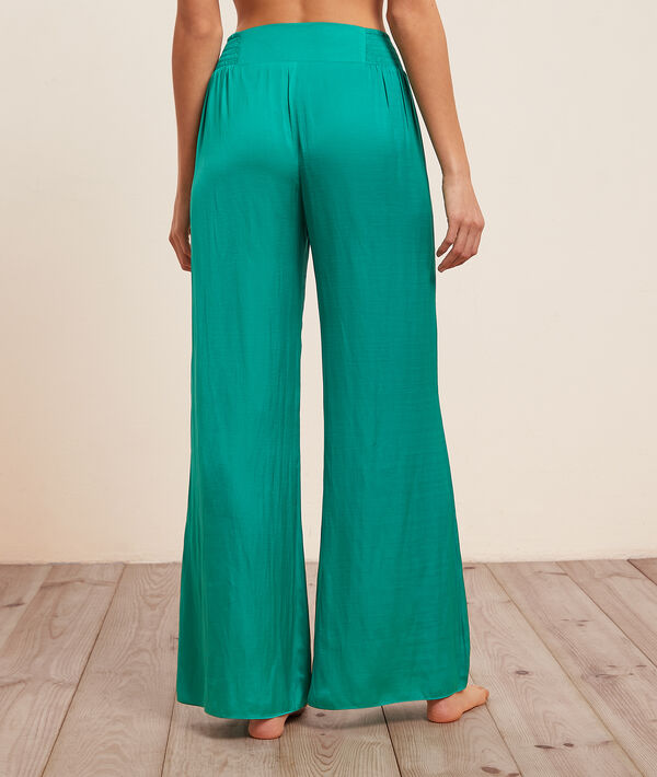 Pantalón de pijama ancho de satén Pantalón de pijama ancho de satén;${refinementColor}
