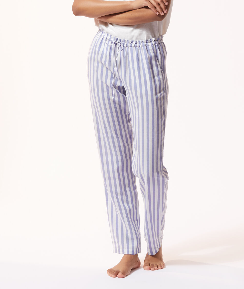Pantalón pijama estampado de rayas azul.
