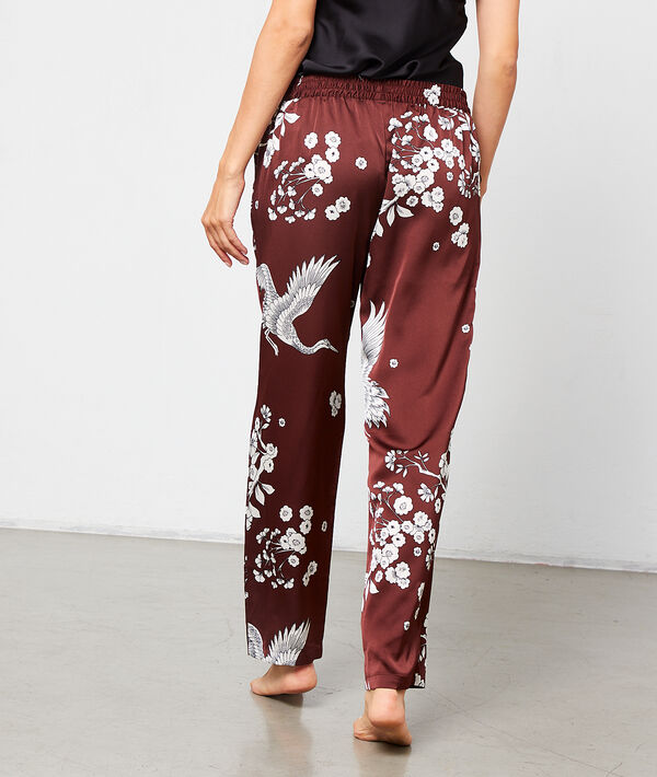 Pantalón de satén estampado pájaros Pantalón de satén estampado pájaros