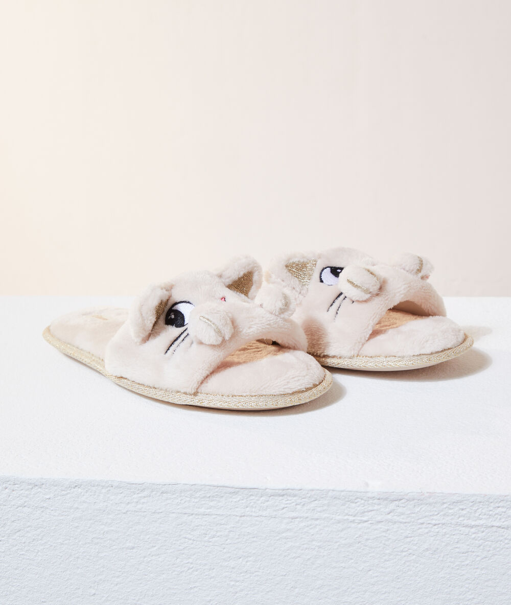 Zapatillas tipo chancla gatos c.beige.