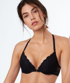 Sujetador magic up&reg; escotado de encaje. copa b-c negro.