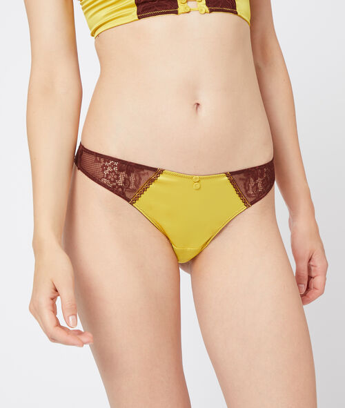 Tanga de encaje y satén Tanga de encaje y satén