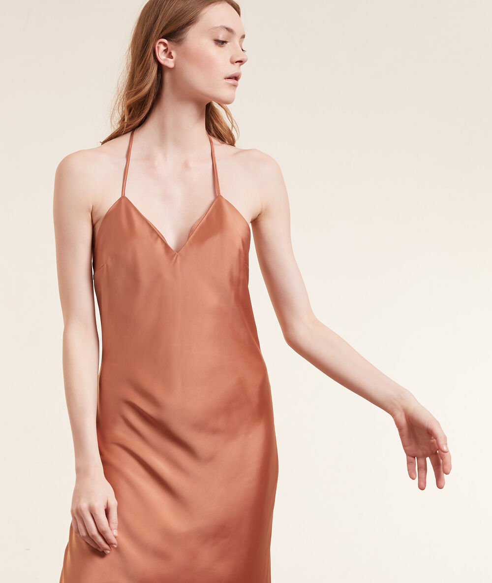Camisón largo satén c.ocre.