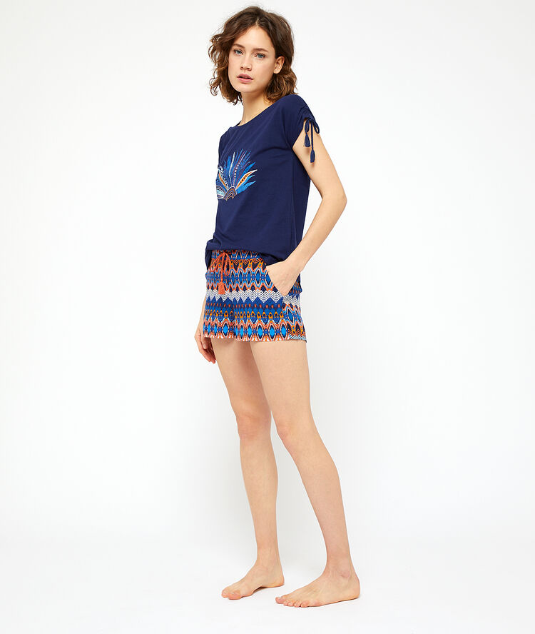 Pantalón corto estampado azul marino.