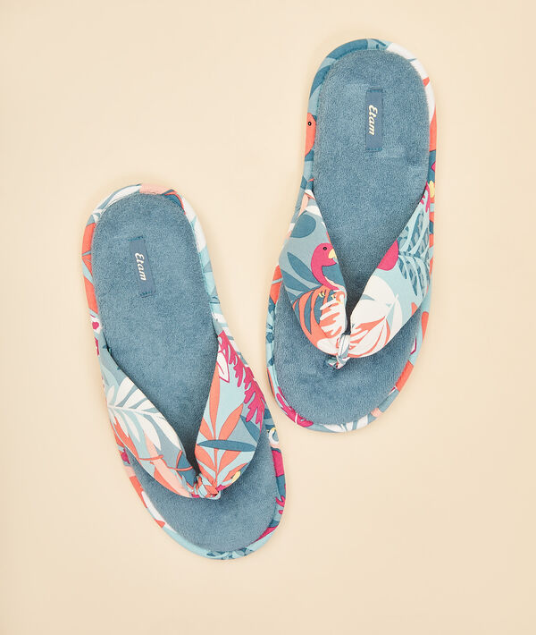 Zapatillas tipo chancla, estampado tropical Zapatillas tipo chancla, estampado tropical;${refinementColor}
