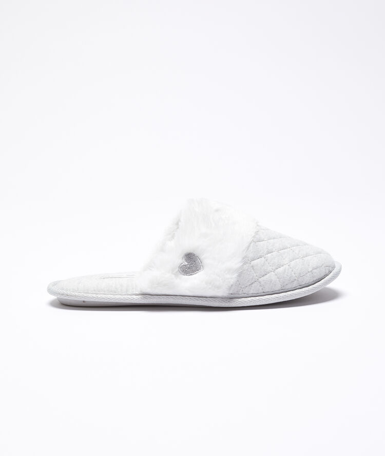 Zapatillas mullidas con pelo decorativo c.gris.