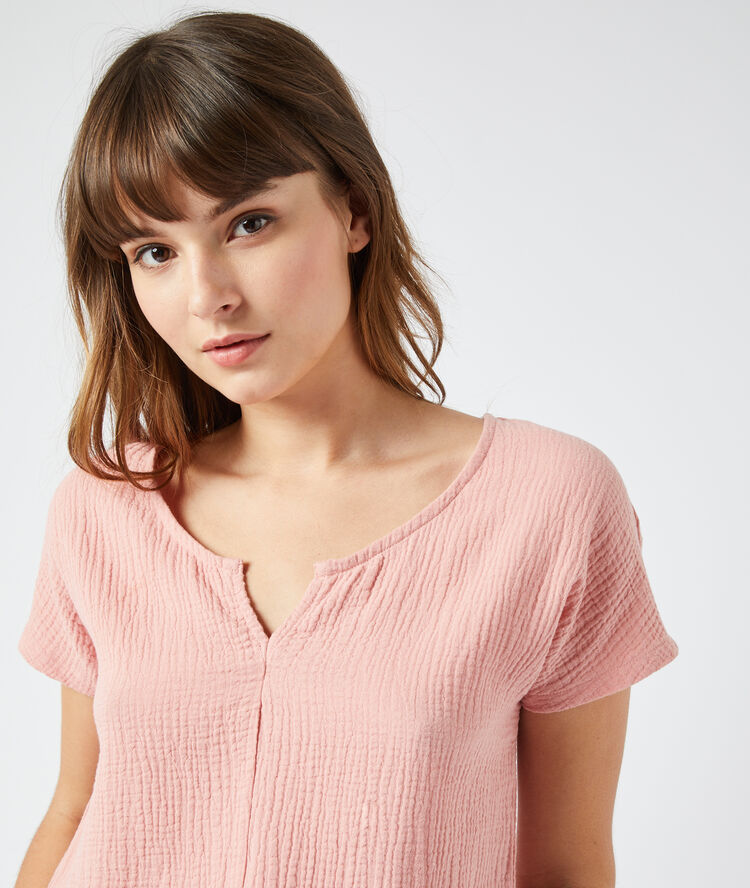 Top de algodón rosa.