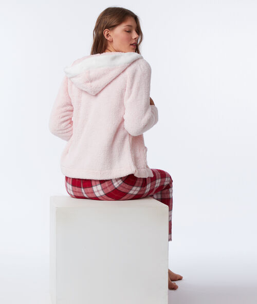 Pijama 3 piezas motivos navideños rosa.