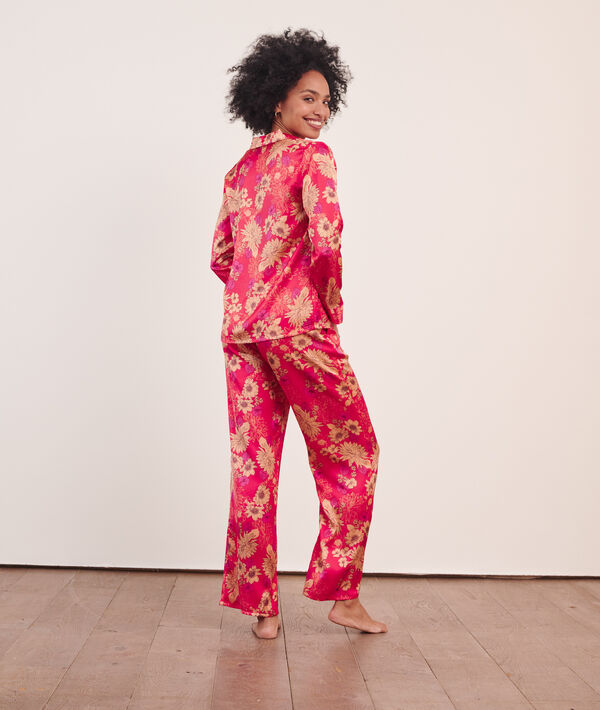 Pantalón de satén, estampado floral Pantalón de satén, estampado floral;${refinementColor}