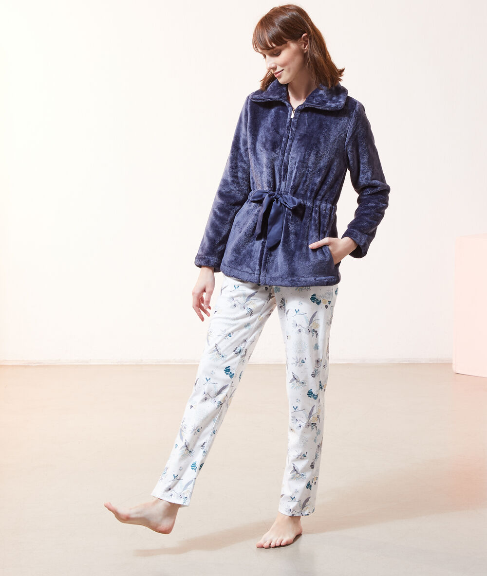 Chaqueta homewear ajustada en la cintura azul índigo.