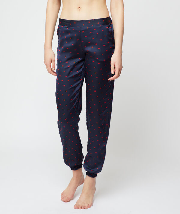 Pantalón de satén, estampado de lunares Pantalón de satén, estampado de lunares;${refinementColor}