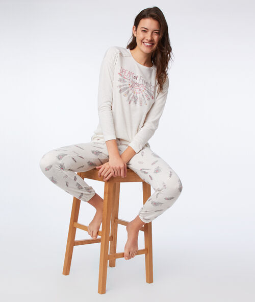 Pantalón estampado plumas Pantalón estampado plumas
