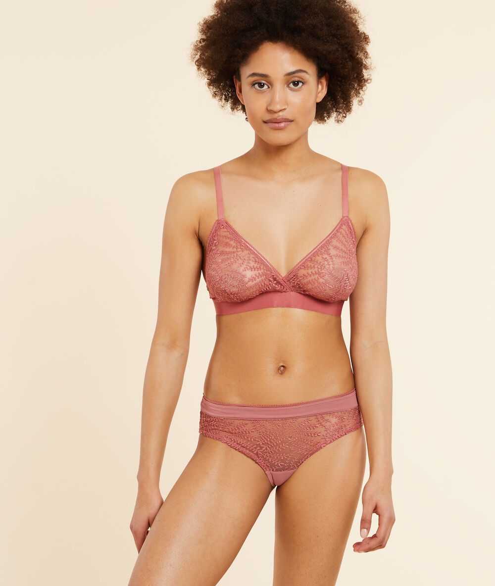 Culote de tul bordado terracota.