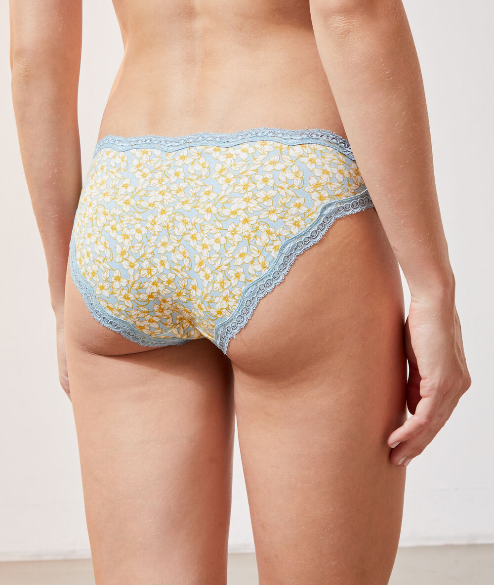 Lote de 3 braguitas estampadas amarillo pálido.