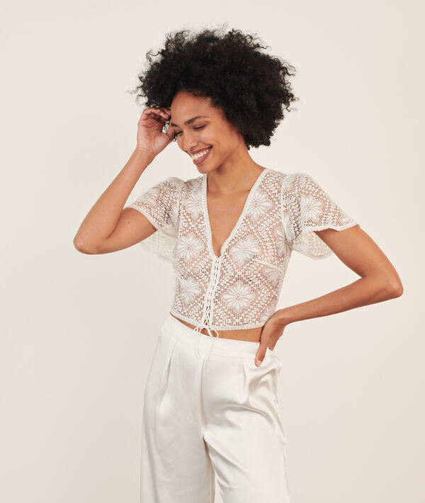 Crop top de encaje Crop top de encaje;${refinementColor}
