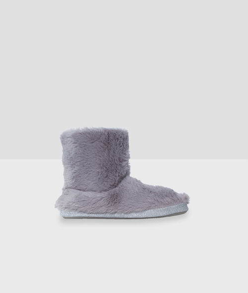 Zapatillas tipo botines tejido peluche c.gris.