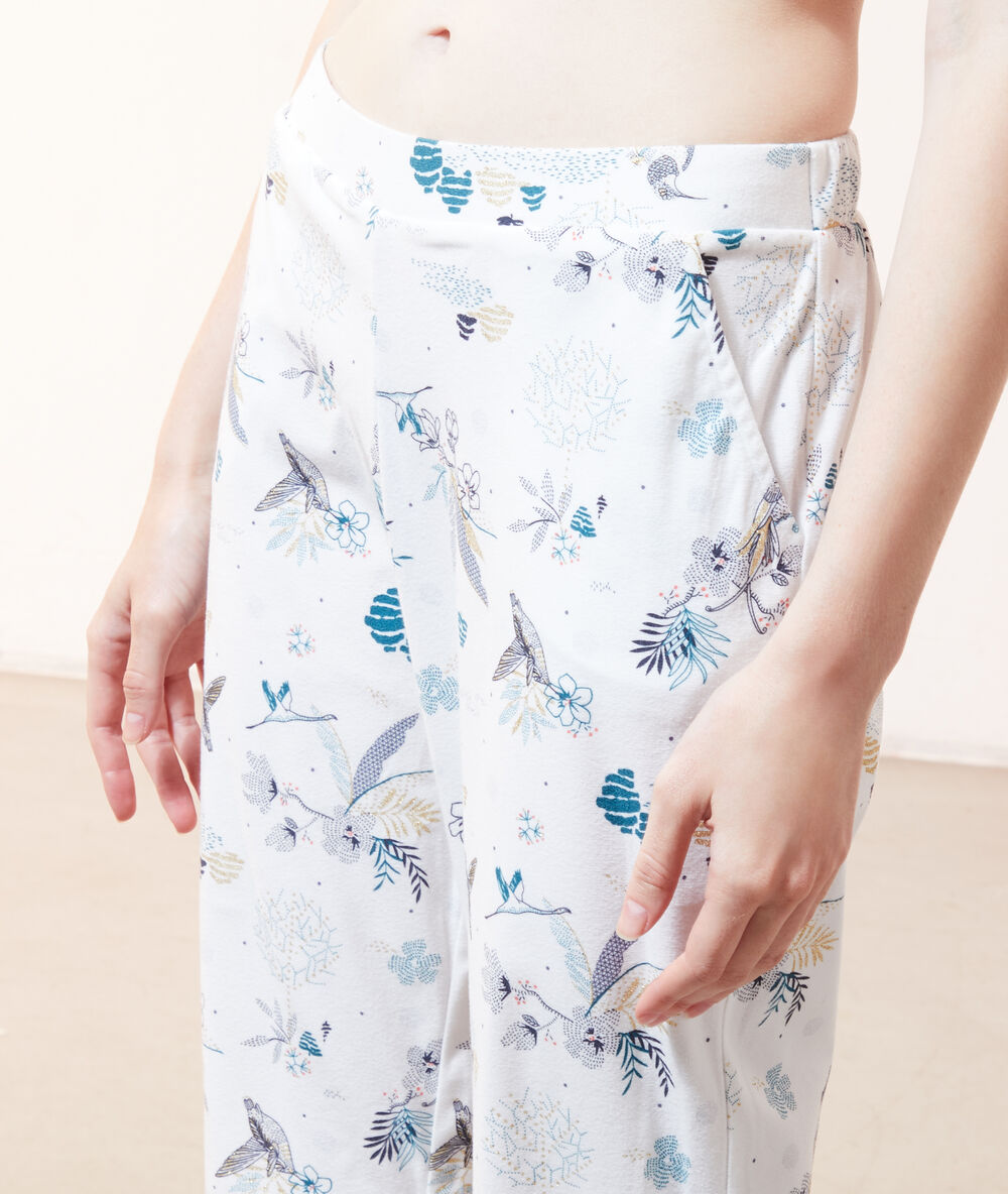 Pantalón pijama estampado crudo.