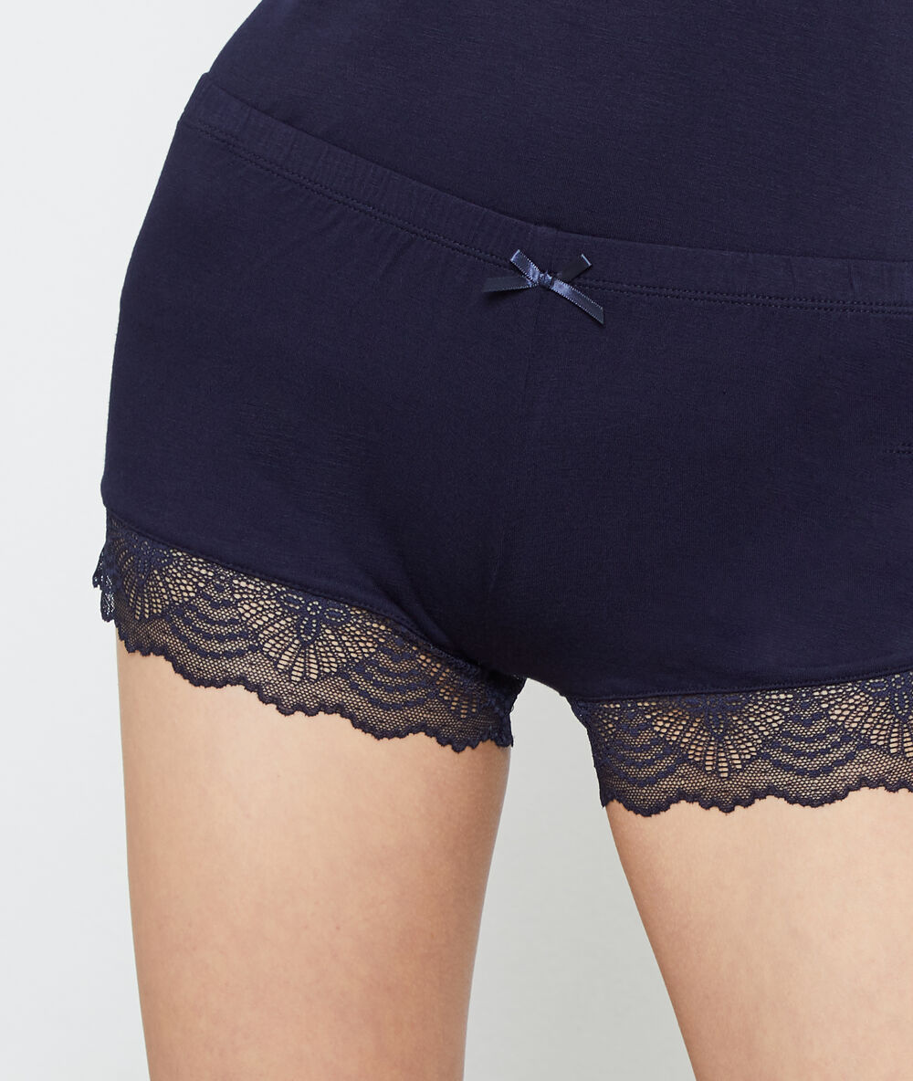 Pantalón corto viscosa azul marino.