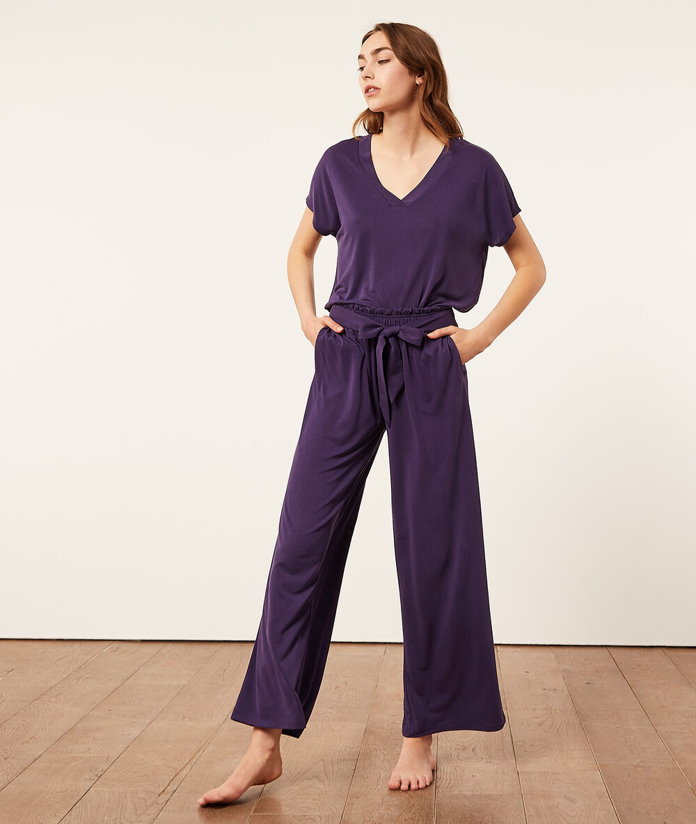 Pantalón pijama liso índigo.