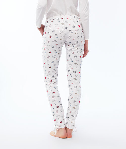 Pantalón estampado motivos marinos blanco.