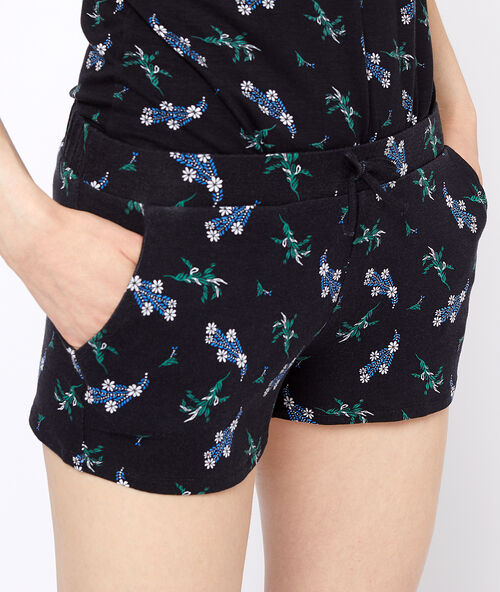 Pantalón corto estampado algodón orgánico negro.