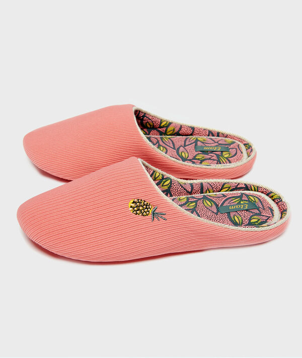 Zapatillas tejido canalé, detalle piña Zapatillas tejido canalé, detalle piña;${refinementColor}