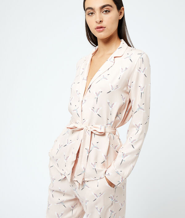 Camisa pijama estampado pájaros Camisa pijama estampado pájaros;${refinementColor}