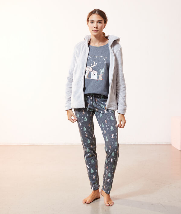 Pyjama 3 pièces imprimé, veste polaire Pyjama 3 pièces imprimé, veste polaire;${refinementColor}