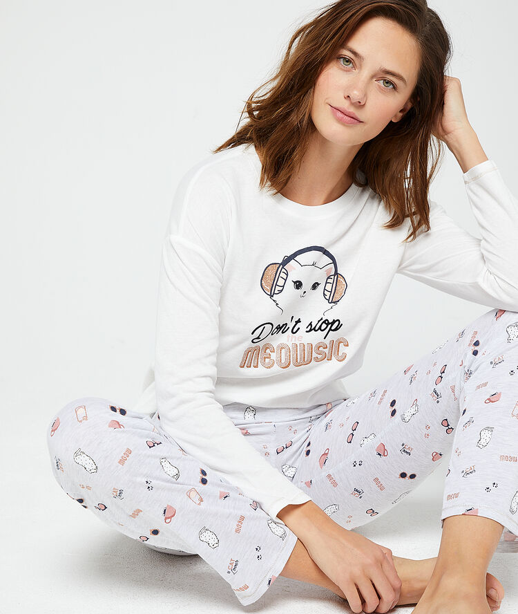 Camiseta 'don't stop the meowsic' crudo.