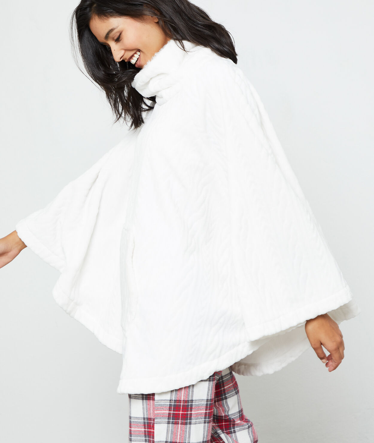 Poncho tejido doble ECRU ETAM