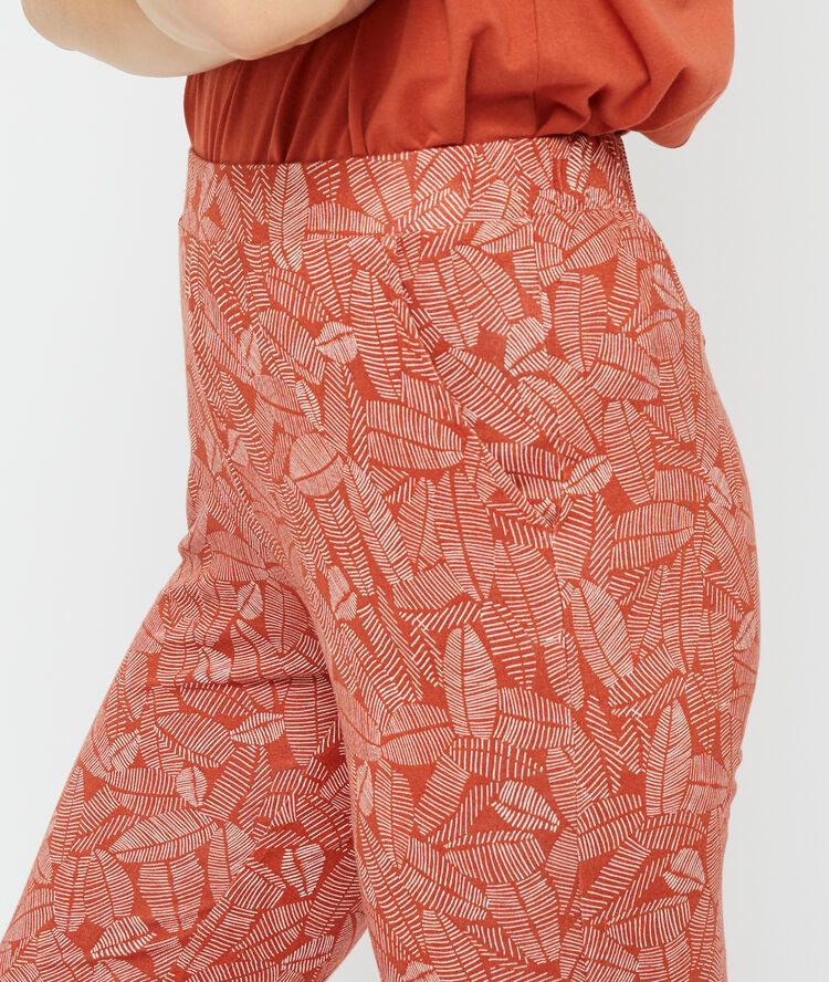 Pantalón estampado de viscosa eco rojo teja.