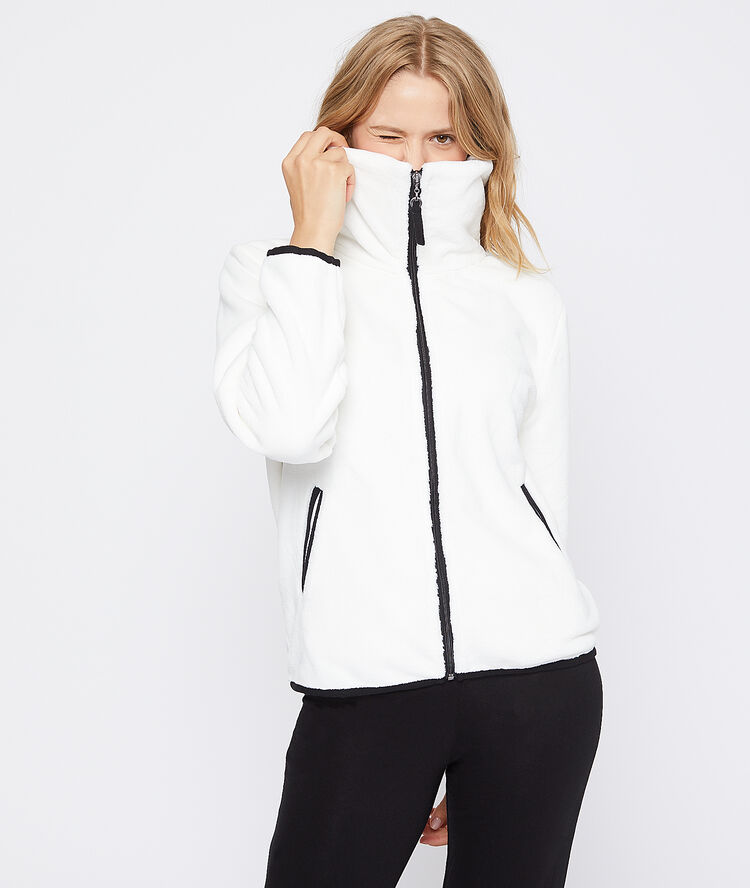 Chaqueta forrada bicolor crudo.