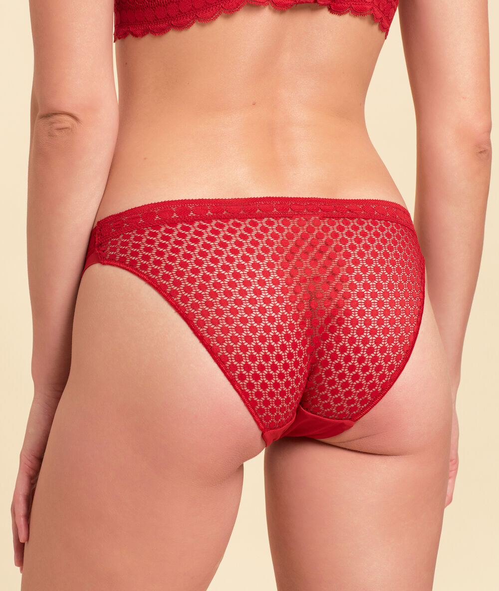 Braguita de encaje y microfibra rojo.