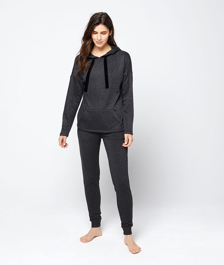 Sudadera homewear con motivos terciopelo c.gris.