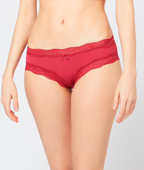 Culote liso motivos encaje rojo.