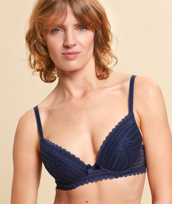 Sujetador push up escotado encaje. copa a-c - PANAMA - 85C - Azul - Mujer - Etam