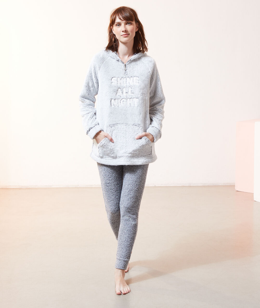 Sudadera con capucha 'shine all night' c.gris.