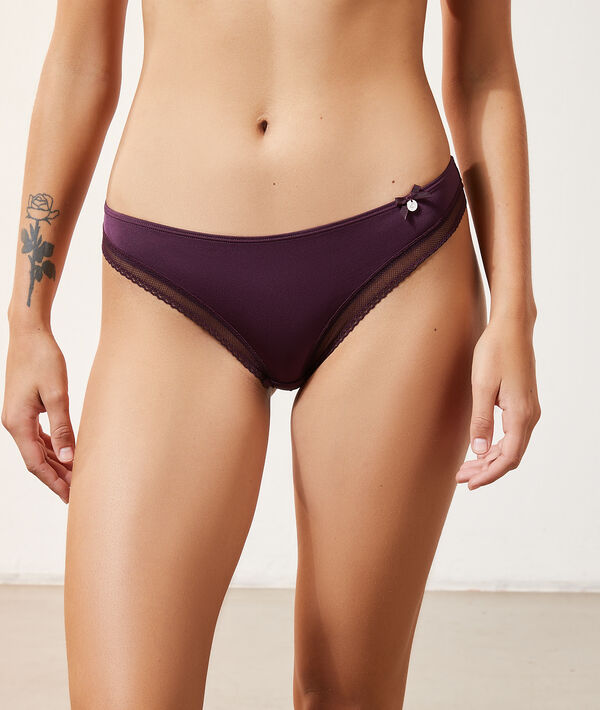 Tanga de microfibra y tul Tanga de microfibra y tul;${refinementColor}
