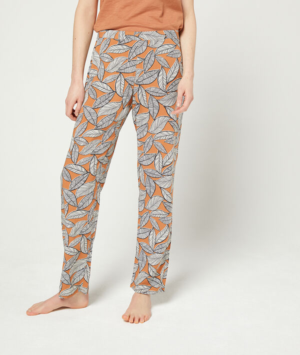 Pantalón estampado de hojas Pantalón estampado de hojas;${refinementColor}