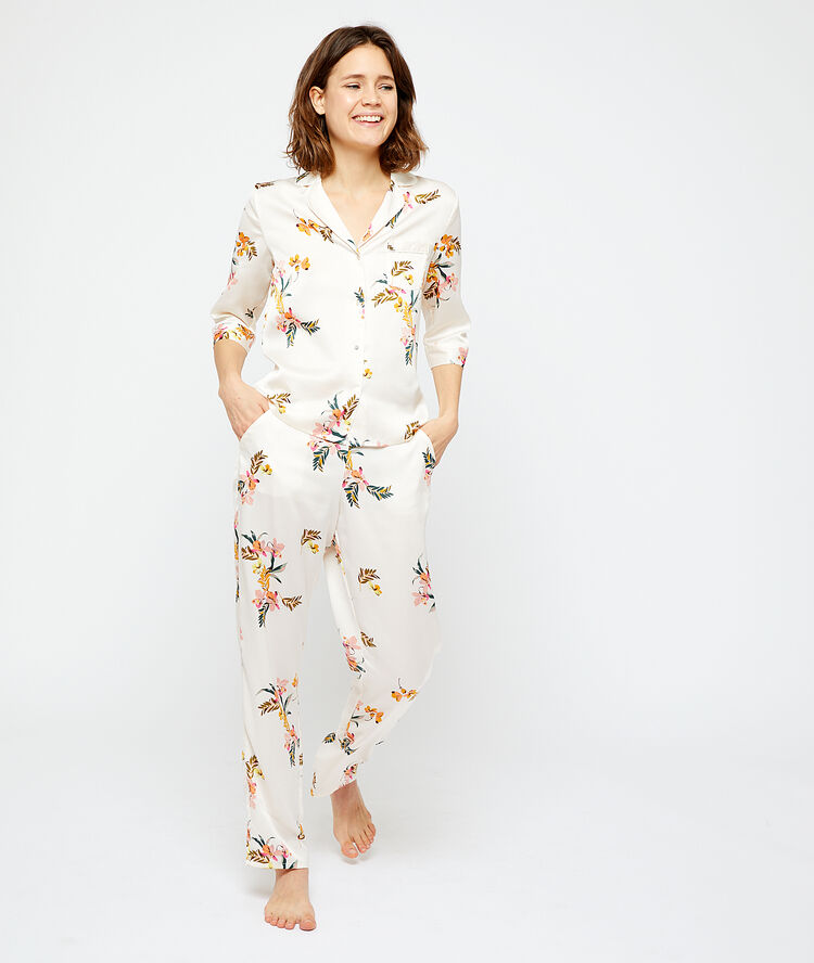 Camisa pijama estampada, poliéster reciclado imp crudo.
