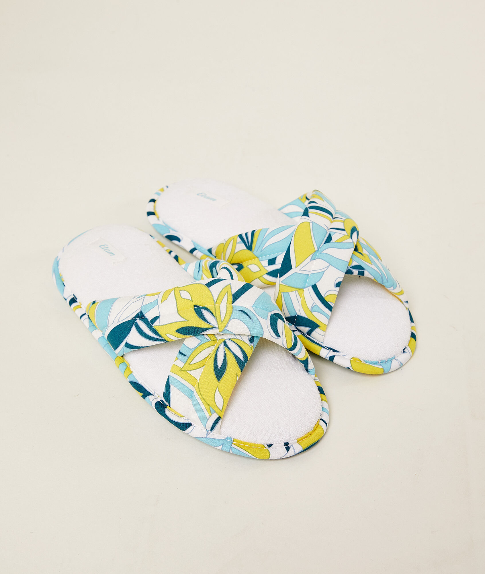 Zapatillas de casa de tiras cruzadas para hombre en tela azul, muy cómoda y  frescas