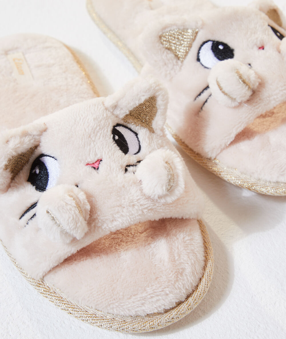Zapatillas tipo chancla gatos c.beige.