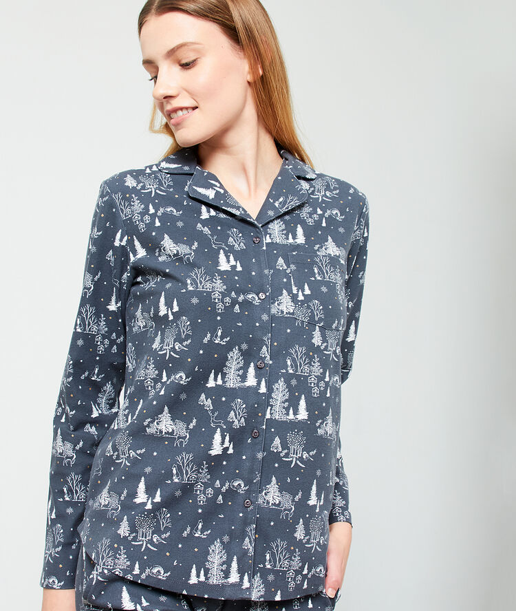 Camisa pijama estampada c.gris oscuro.