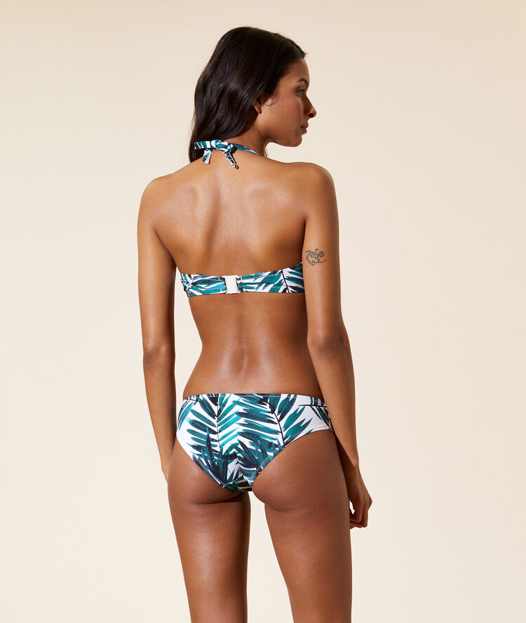 Sujetador bikini con foam estampado palmeras. copa c-e multicolor.