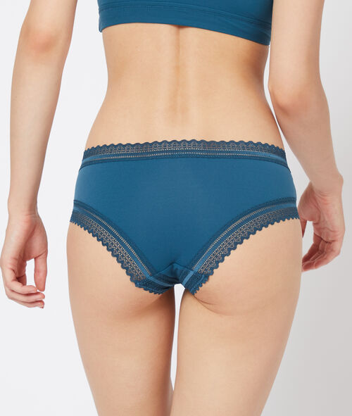 Culote de encaje gráfico y microfibra Culote de encaje gráfico y microfibra