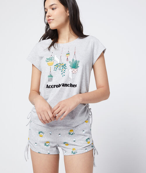 Pantal&oacute;n corto estampado algod&oacute;n org&aacute;nico c.gris.