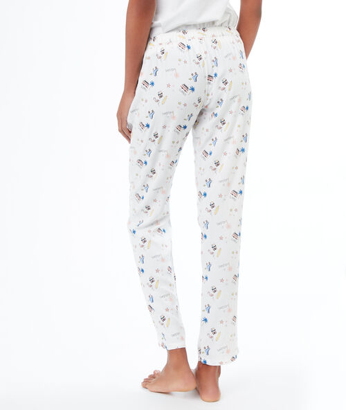 Pantalón estampado patines crudo.