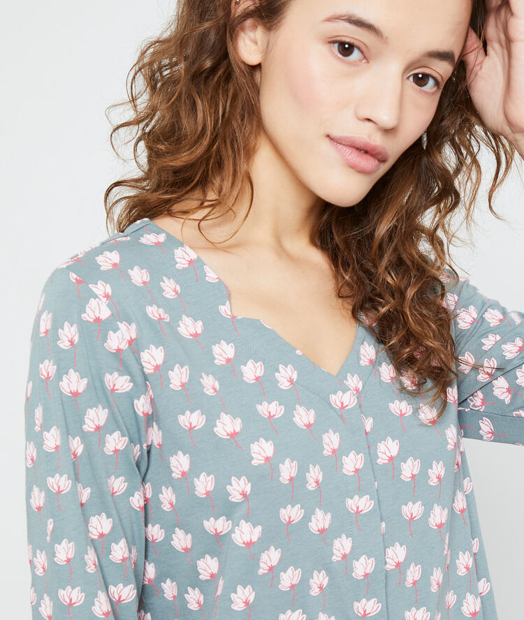 Camisón estampado floral caqui.
