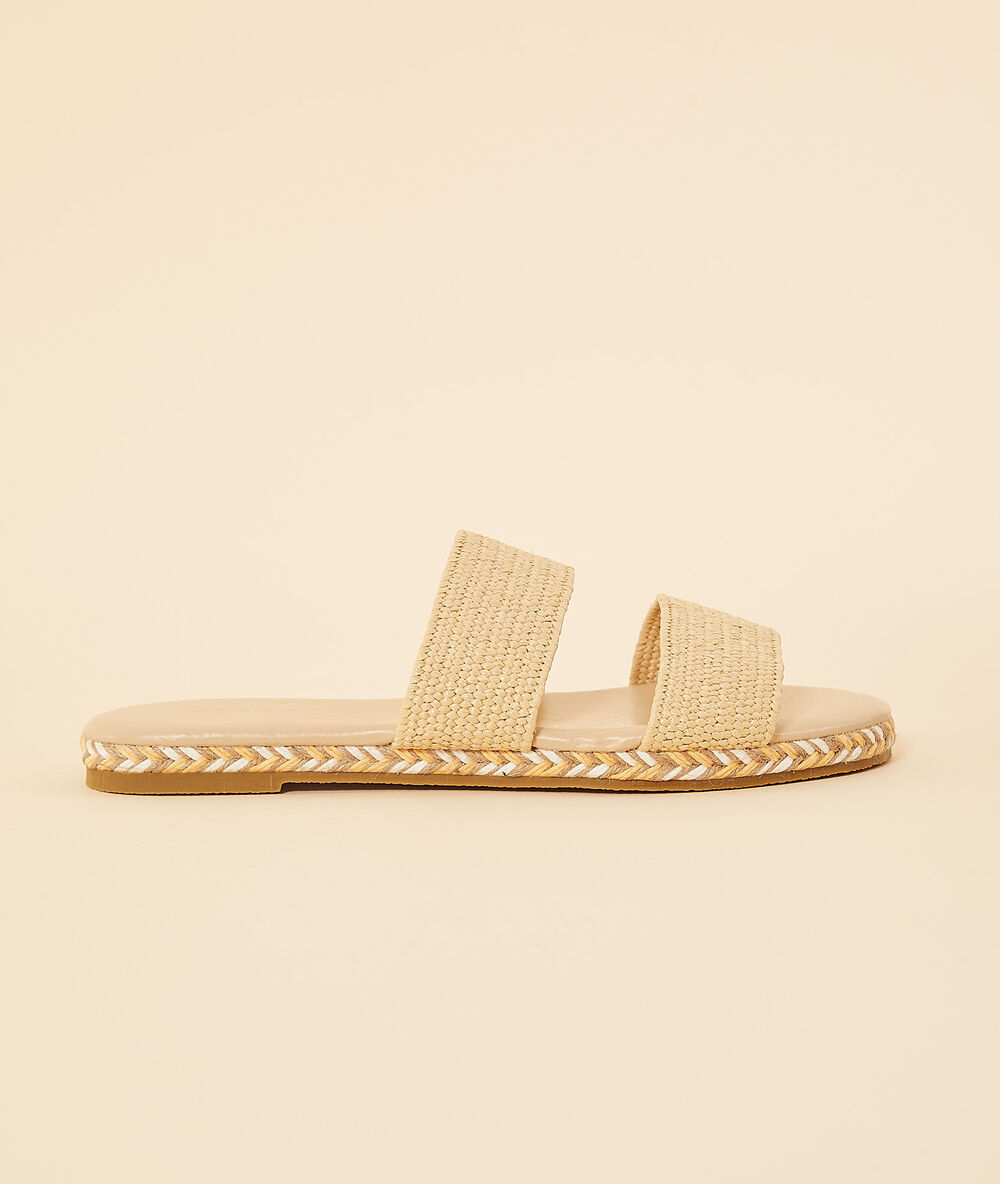 Sandalias de tiras, efecto rafia c.beige.