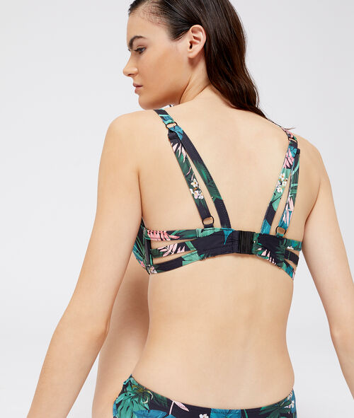 Sujetador bikini con foam estampado tropical. Copa D-E Sujetador bikini con foam estampado tropical. Copa D-E